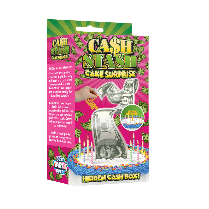 Best Party Ever Happy Birthday White Cake Topper, Cash Stash Surprise, 2 inches Wide