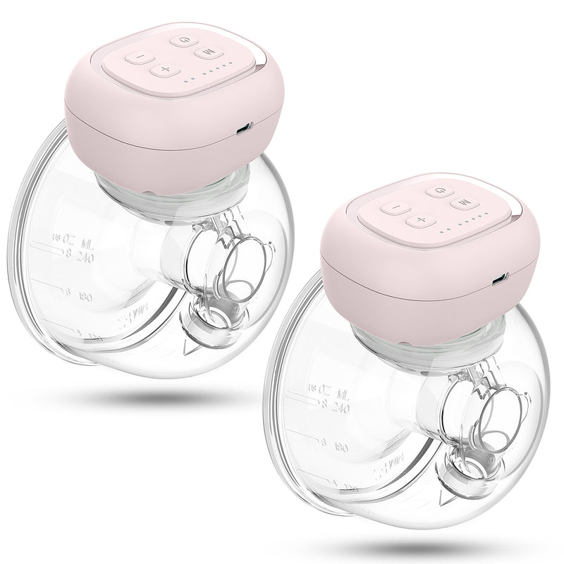 Besunny Hands Free Breast Pump Wearable Electric Breast Pump 3 Mode 10 Level Low Noise, 2 Pack Pink