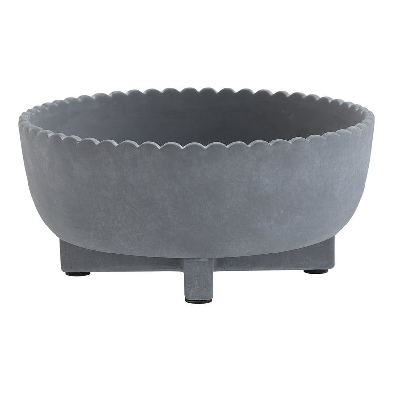 Better Homes & Gardens Pottery 8" Thalea Ceramic Scalloped Bowl with Stand, Grey