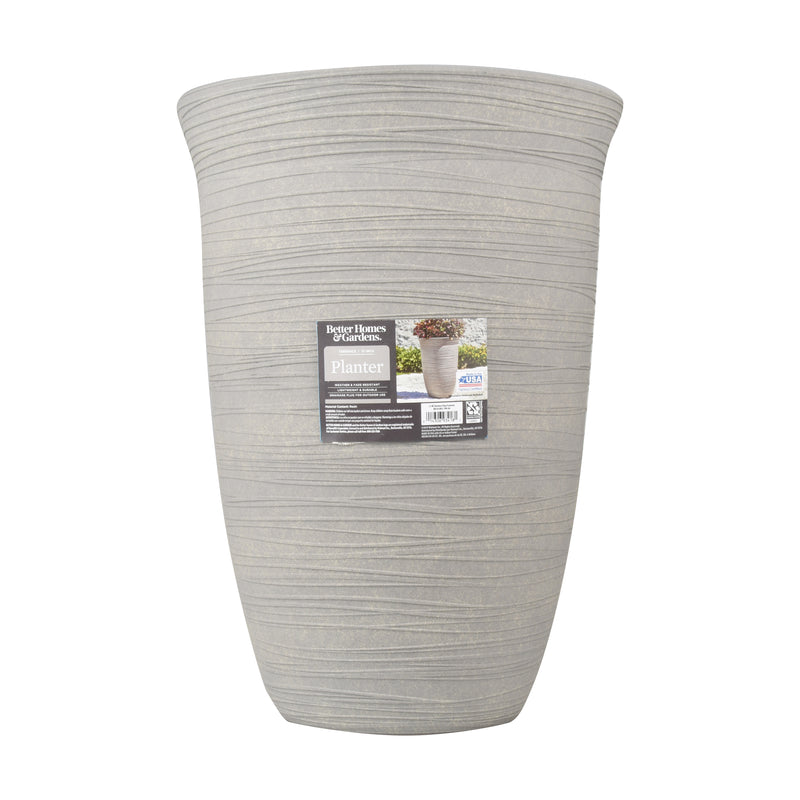 Better Homes & Gardens Terrence 15" Wide Round Resin Vase, Cement Color