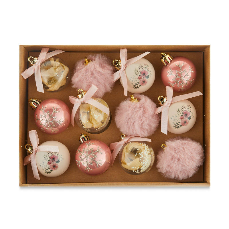 Blushful 12 Count 4cm Pink Christmas Mini Decorative Ornament Set
