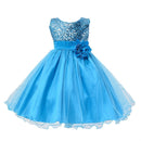 Bullpiano Kids Girls Formal Dresses Flower Girl Sequin Tulle Party Prom Ball Gown Dress 1-10T