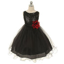 Bullpiano Kids Girls Formal Dresses Flower Girl Sequin Tulle Party Prom Ball Gown Dress 1-10T