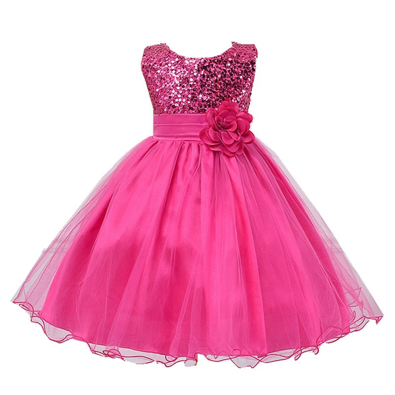 Bullpiano Little Girls Flower Girl Dresses Kids Princess Formal Sequin Tulle Party Prom Ball Gown Dress 1-10T