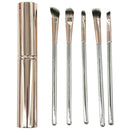 5 Pack Cosmetic Brush Set with Metal Storage Carrying Tube