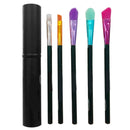 6 Pack Black Handle Colorful Tip Travel Make-Up Brush Set with Tube Case