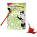 Steel Wire Cat Toy Wand with Bell and Feathers