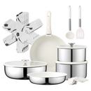 Carote Nonstick Cookware Sets, 16 Pcs Stainless Steel Non Stick Pots and Pans Set