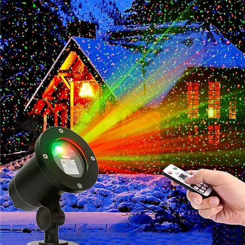 Christmas Projector Lights, Waterproof LED Moving Rotating Red Green Lights with Remote Projection Lamp for Holiday Party Home Gar