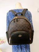 Coach 5671 Court Backpack In Signature Canvas Brown Black