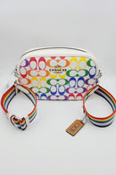 Coach CA175 Signature Jamie Camera Bag Web Crossbody Handbag Chalk Multi Pride