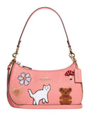 Coach Women's Teri Shoulder Bag (Pebble Leather - Creature Patches - Candy Pink Multi)