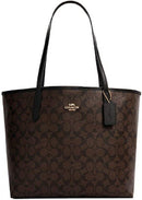 Coach Womens 5696 City Tote In Signature Canvas Handbags Brown/Black, Female