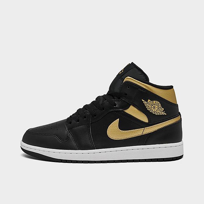 Jordan Men's Air Retro 1 Mid Casual Shoes in Black/Metallic/Black