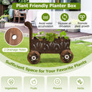 Decorative Wooden Wagon Cart with Handle Wheels and Drainage Hole