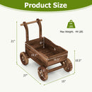 Decorative Wooden Wagon Cart with Handle Wheels and Drainage Hole