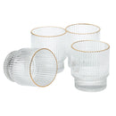 Denmark Tools for Cooks 12 oz. Gold Rim Double Old-Fashioned Whiskey Lowball Drinking Glasses, Set of 4