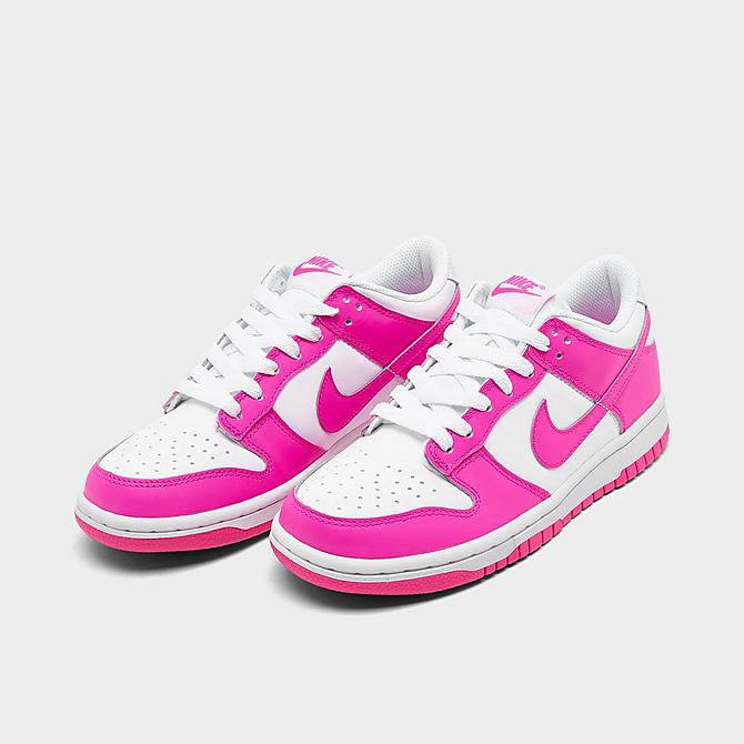 Nike Girls' Big Kids' Dunk Low Casual Shoes in Pink/White