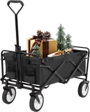 FDW Collapsible Folding Wagon Garden Cart All-Terrain Wheels Garden Grocery Wagon (Black)