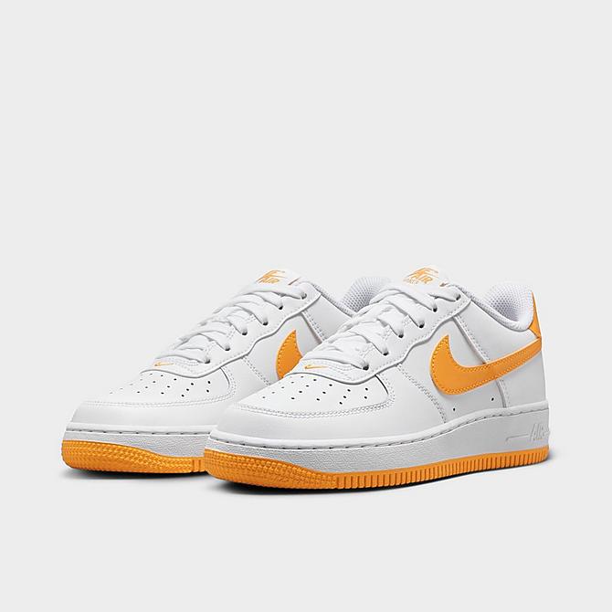 Nike Big Kids' Air Force 1 Low Casual Shoes in White/Yellow/White