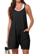Fantaslook Jumpsuits for Women Casual Summer Rompers Sleeveless Loose Spaghetti Strap Shorts Overalls Jumpers with Pockets