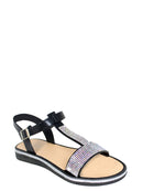 Fifth & Luxe Women's Strappy Rhinestone Glitter Flat Sandals, Sizes 5/6-11