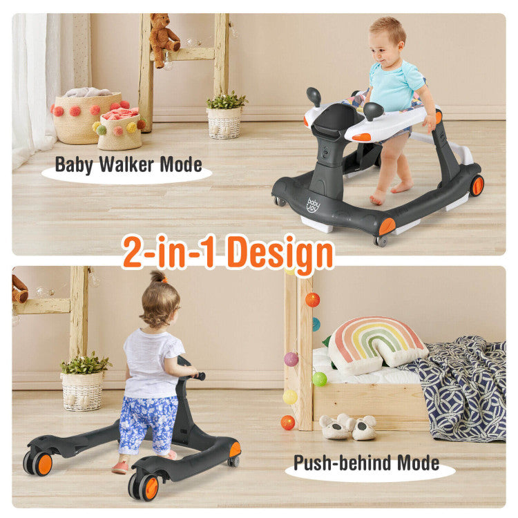 2-in-1 Foldable Activity Push Walker with Adjustable Height