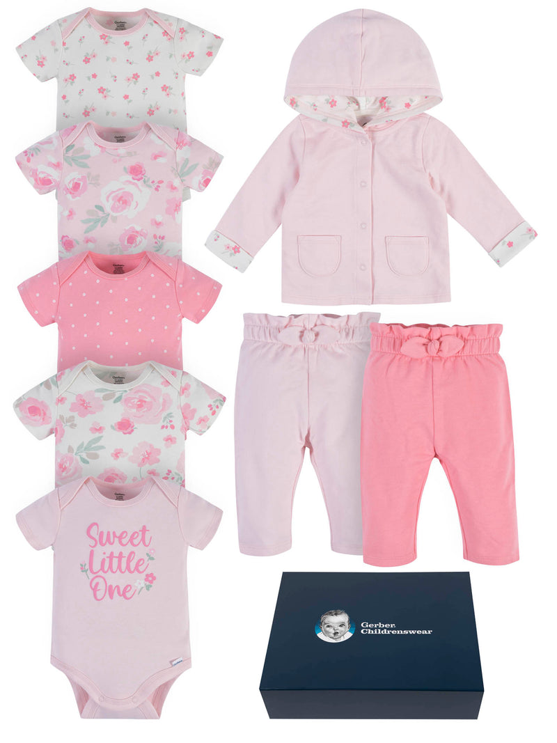 Gerber Baby Boy or Girl Unisex Clothes Outfit Set with Gift Box, 8-Piece (Newborn-3/6 Months)