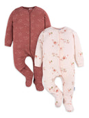 Gerber Baby Girl Sleep´N Play Footed Cotton Pajamas, 2-Pack, Sizes Newborn - 3/6 Months