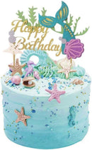 Glitter Mermaid Cake Topper Happy Birthday Cake Picks Decoration for Baby Shower Party Supplies