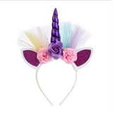 Glitter Unicorn Horn Headband Hair Flowers Animal Ears Headdress Headpiece for Party