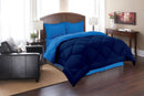 Goose Down Alternative Reversible Comforter - All Season-Full/Queen, Navy/Aqua