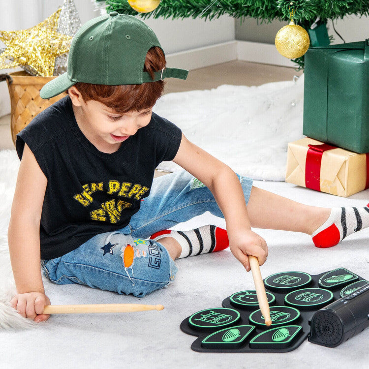 Electronic Drum Set with 2 Build-in Stereo Speakers for Kids