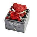 Gstewii Jewelry Box Preserved Rose Flower Bear Jewelry Box Organizer