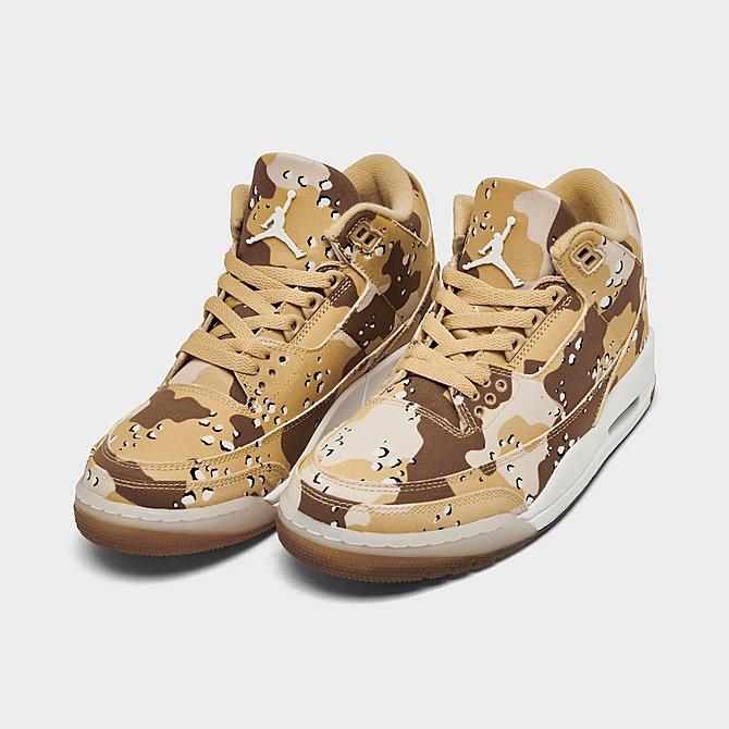 Women's Air Jordan Retro 3 Tex Casual Shoes in Brown/Camo/Beige/Dark Driftwood