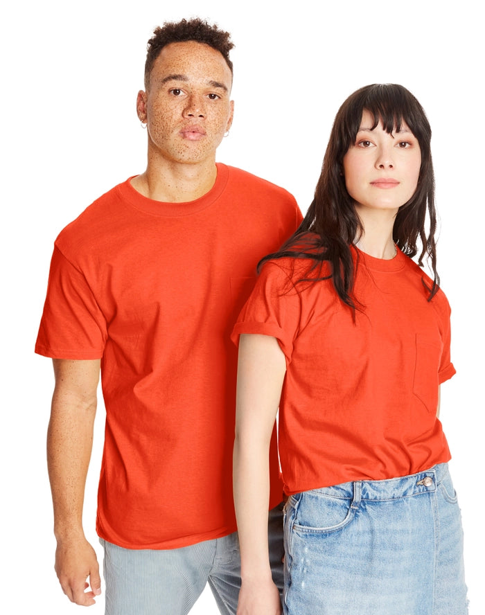 Hanes Beefy-T Unisex Pocket T-Shirt Orange