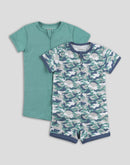 Hanes Zippin Baby Knit Short Sleeve Rompers, Zipper & 4-Way Stretch, Boys & Girls, 2-Pack