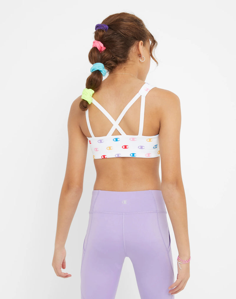 BIG GIRLS' SPORTS BRA, ALL-OVER RAINBOW CS (7/8-16)