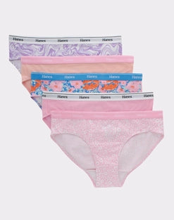 Hanes Originals Girls' Underwear Hipster Pack, Pastels & Prints, 5-Pack