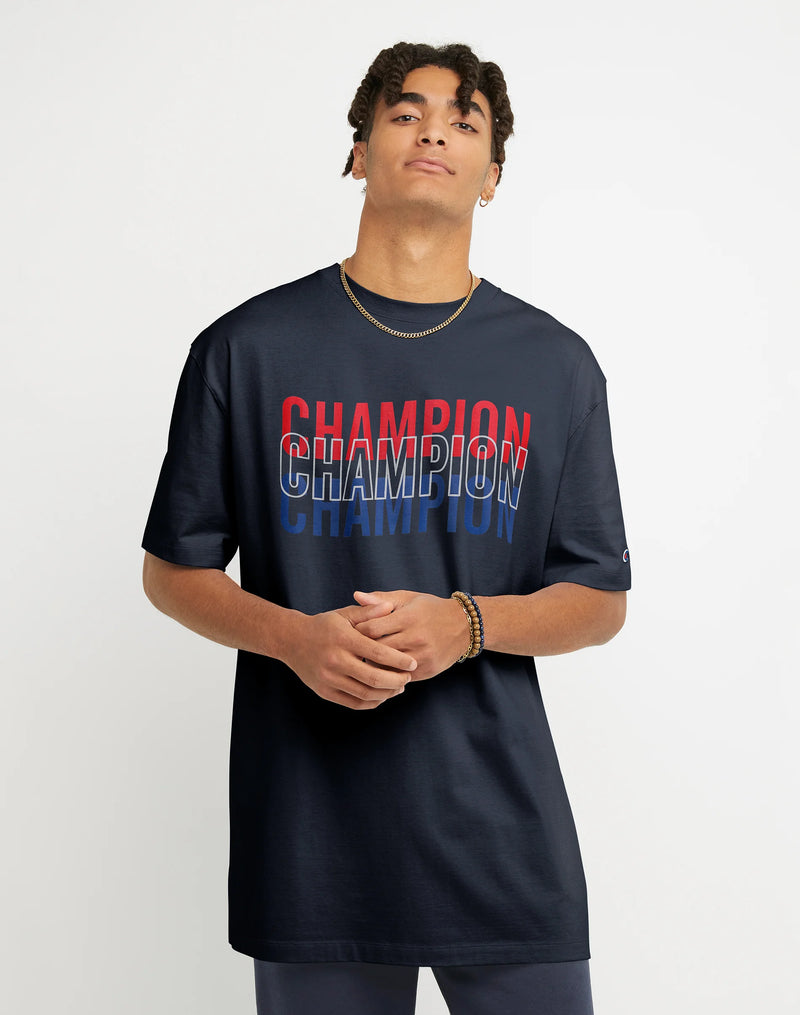 BIG & TALL CLASSIC GRAPHIC TEE, WAVY REPEAT CHAMPION