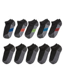 Hanes Ultimate Double Tough Boys' No Show Socks, 10-Pairs Black