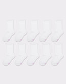 Hanes Girls' White Crew Socks 10-Pack