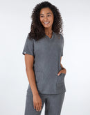 Hanes Comfort Fit Scrubs Women's Rib Back Scrub Top Ebony Heather