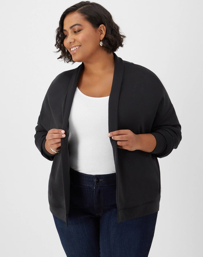 Hanes Originals Women's Soft Brushed Cardigan (Plus Size) Black