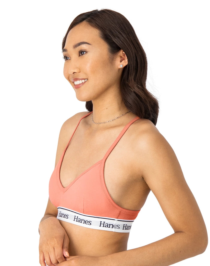 Hanes Originals Comfywear Women's Sleep Crop Bralette Cameo Stone Pink