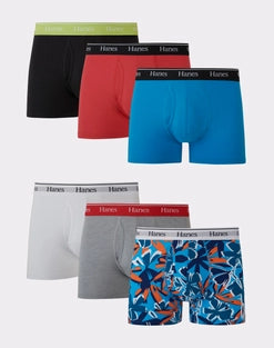 Hanes Originals Men's Stretch Trunks Pack, Moisture-Wicking Stretch Cotton Underwear, 6-Pack