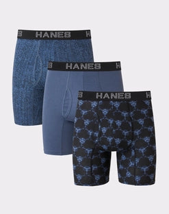 Hanes Ultimate® Comfort Flex Fit® Men's Boxer Brief Pack, Stretch Cotton, Grey Assorted Print, 3-Pack