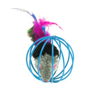 Feathered Mouse in Ball Cage Cat Toy