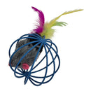 Feathered Mouse in Ball Cage Cat Toy