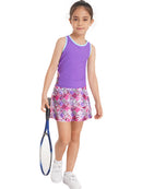 Haitryli Kids Girls Tennis Golf Dress Sport Tank Tops with Skater Skirts Skorts Set Purple 8